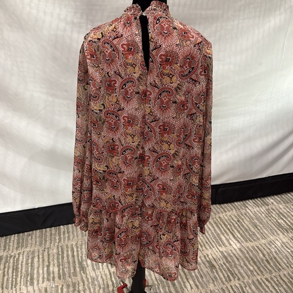 Peach Love California Pink and Red Ruffled Tiered Long Sleeve Dress - Picture 2 of 3